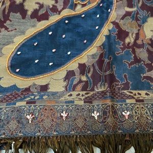 Wool shawl with beading